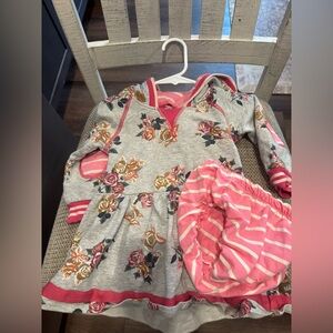 Matilda Jane Floral Gray and Pink Kids hoodie dress